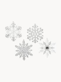 Kerstboomhanger Snowflakes, 4-delig, Acryl, Transparant, zilverkleurig, Ø 14 cm