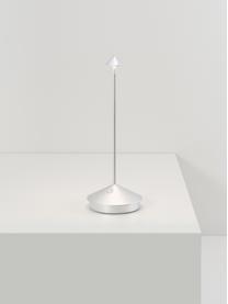 Kleine mobile LED-Tischlampe Pina, dimmbar, Silberfarben, Ø 11 x H 29 cm