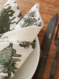 Katoenen servetten Forrest, 2 stuks, 100% katoen, afkomstig van duurzame katoenteelt, Crèmekleurig, groen- en grijstinten, 45 x 45 cm