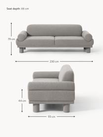 Bouclé-Sofa Lilo (3-Sitzer), Bezug: Bouclé (93 % Polyester, 6, Füße: Kunststoff, gepolstert Di, Bouclé Grau, B 230 x T 93 cm