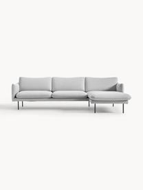 Ecksofa Moby, Bezug: Polyester Der hochwertige, Gestell: Massives Kiefernholz, Webstoff Hellgrau, B 280 x T 160 cm, Eckteil rechts