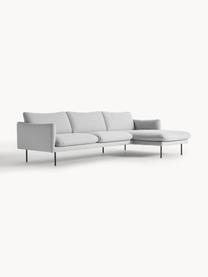 Ecksofa Moby, Bezug: Polyester Der hochwertige, Gestell: Massives Kiefernholz, Füße: Metall, pulverbeschichtet, Webstoff Hellgrau, B 280 x T 160 cm, Eckteil rechts