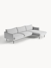 Ecksofa Moby, Bezug: Polyester Der hochwertige, Gestell: Massives Kiefernholz, Webstoff Hellgrau, B 280 x T 160 cm, Eckteil rechts