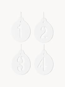 Set di 4 etichette regalo Advent, Ceramica, Bianco, Larg. 7 x Alt. 9 cm