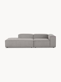 Diván modular de pana Lennon, Tapizado: pana (92% poliéster, 8% p, Estructura: madera de pino maciza, ma, Patas: plástico, Pana gris, An 269 x F 119 cm, respaldo derecho