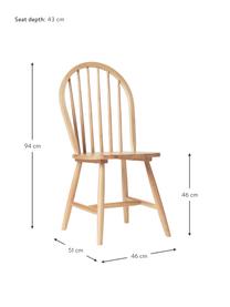 Drevená stolička vo windsor štýle Megan, 2 ks, Kaučukovníkové drevo, Svetlé drevo, Š 46 x H 51 cm