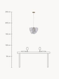 Lampada a sospensione con luce regolabile Disk, Paralume: vetro, Struttura: metallo rivestito, Bianco, dorato, Ø 40 x Alt. 133 cm