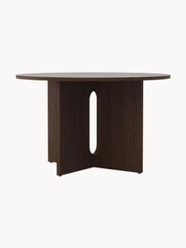 Mesa de comedor en roble oscuro Androgyne, tamaños diferentes, Tablero de fibras de densidad media (MDF) con chapado de roble, Madera oscura, Ø 120 cm