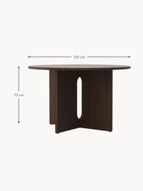 Mesa de comedor en roble oscuro Androgyne, tamaños diferentes, Tablero de fibras de densidad media (MDF) con chapado de roble, Madera oscura, Ø 120 cm