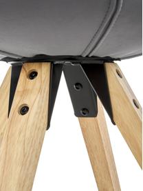 Fluwelen stoelen Dima, 2 stuks, Bekleding: polyester fluweel, Poten: geolied rubberboomhout, Bekleding: donkergrijs. Poten: rubberhout, B 49 x D 55 cm