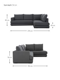 Divano angolare Tribeca, Rivestimento: poliestere Il rivestiment, Struttura: legno di faggio massiccio, Piedini: legno di faggio massiccio, Tessuto antracite, Larg. 274 x Prof. 192 cm, chaise-longue a destra