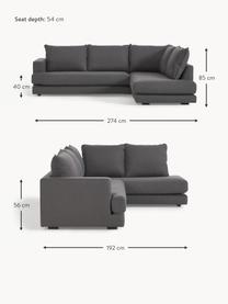 Ecksofa Tribeca, Bezug: 100 % Polyester Der hochw, Gestell: Massives Kiefernholz, FSC, Füße: Massives Buchenholz, lack, Webstoff Anthrazit, B 274 x T 192 cm, Eckteil rechts