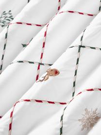 Vyšívaný povlak na polštář z bavlněného perkálu s vánočními motivy Rudy, Bílá, více barev, Š 40 cm, D 80 cm