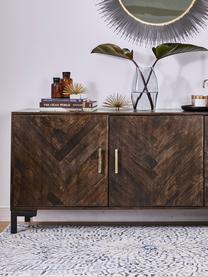 Credenza con ante in legno di mango massiccio Leif, Maniglie: metallo zincato, Piedini: metallo verniciato a polv, Legno di mango, Larg. 177 x Alt. 75 cm