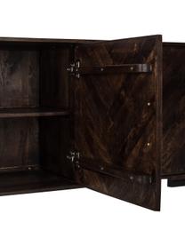 Credenza con ante in legno di mango massiccio Leif, Maniglie: metallo zincato, Piedini: metallo verniciato a polv, Legno di mango, Larg. 177 x Alt. 75 cm