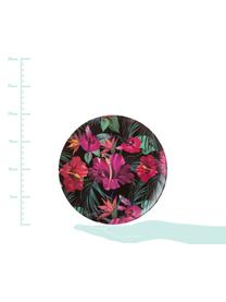 Bamboehouten ontbijtbord Tropical Flower, 55% bamboevezels, 25% maïszetmeel, 15% melamine, Groentinten, fuchsiakleurig, rood, wit, Ø 20 cm