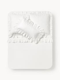Sábana encimera de algodón lavado Louane, Blanco, Cama 150/160 cm (240 x 280 cm)