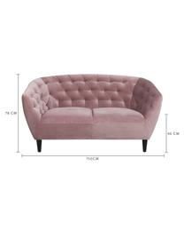 Samt-Sofa Ria (2-Sitzer), Bezug: Polyester (Samt), Beine: Kautschukbaumholz, lackie, Samt Altrosa, B 150 x T 84 cm