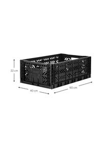 Stohovatelný skládací box Black, velký, Umělá hmota, Černá, Š 60 cm, V 22 cm