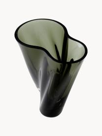 Vaso in vetro soffiato a mano Aer, alt. 19 cm, Vetro, Grigio chiaro trasparente, Larg. 18 x Alt. 19 cm