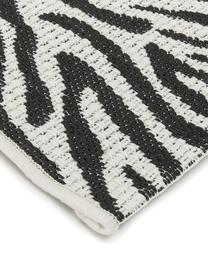 Tapis de couloir outdoor imprimé zèbre Exotic, Blanc crème, noir