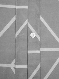 Flanelové povlečení s grafickým vzorem Yule, Šedá, bílá, 140 x 200 cm + 1 polštář 80 x 80 cm
