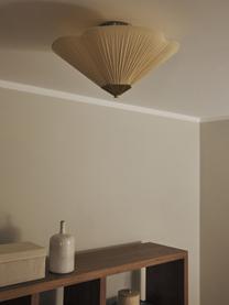 Plafondlamp Leora met omgekeerde lampenkap, Lampenkap: 55% katoen, 45% linnen, m, Crèmewit, goudkleurig, Ø 42 x H 26 cm