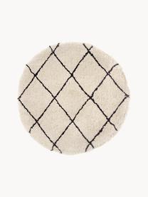 Tapis rond à poils longs tufté main Naima, Beige, noir, Ø 120 cm (taille S)