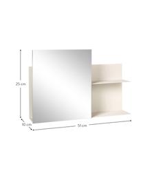 Étagère murale métal avec miroir Svante, Crème