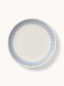 Dinerborden Zabelle met streepversiering, 4 stuks, Keramiek, Crèmewit, blauw, Ø 27 x H 3 cm