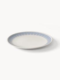 Assiettes plates avec motif à rayures Zabelle, 4 pièces, Grès cérame, Blanc crème, bleu, Ø 27 x haut. 3 cm