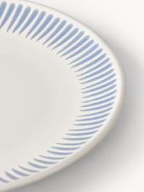 Mělké talíře s proužky Zabelle, 4 ks, Kamenina, Krémově bílá, modrá, Ø 27 cm, V 3 cm