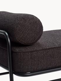 Banc avec assise rembourrée Pipe, Tissu brun foncé, noir, larg. 106 x prof. 47 cm