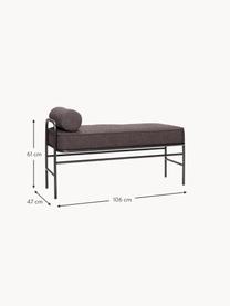 Banc avec assise rembourrée Pipe, Tissu brun foncé, noir, larg. 106 x prof. 47 cm