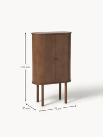 Chiffonnier acanalado Calary, Estructura: fibras de densidad media , Patas: madera de roble maciza ce, Madera de roble pintada marrón oscuro, An 75 x Al 130 cm