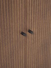 Buffet haut à façade cannelée Calary, Chêne brun foncé laqué, larg. 75 x haut. 130 cm
