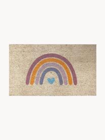 Fussmatte Rainbow, Oberseite: Kokosfaser, Unterseite: Vinyl, Hellbeige, Bunt, B 45 x L 75 cm