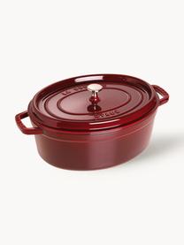 Ovaler Bräter La Cocotte aus Gusseisen, Gusseisen, emailliert, Weinrot, Silberfarben, B 38 x H 17 cm, 5.5 L