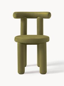 Chaise rembourrée en velours Calan, Velours vert olive, larg. 55 x haut. 52 cm