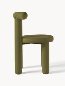 Sametová čalouněná židle Calan, Olivová, Š 55 cm, H 52 cm