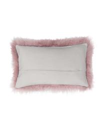 Housse de coussin rectangulaire rose peau de mouton Oslo, Endroit : rose
 envers : gris clair, larg. 30 x long. 50 cm