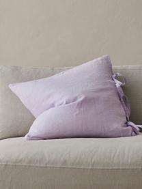 Housse de coussin 50x50 pur lin lilas Candice, 100 % pur lin, Lilas, larg. 50 x long. 50 cm