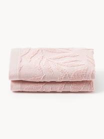 Serviette de toilette en coton Leaf, tailles variées, Rose pâle, Serviettes de toilette, larg. 50 x long. 100 cm, 2 pièces