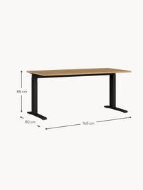 In hoogte verstelbare bureau Future, Tafelblad: spaanplaat, melaminehars , Frame: gepoedercoat metaal, hout in Grandson eikenlook, zwart, B 160 x D 80 cm