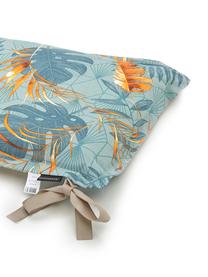 Bankauflage Dotan mit tropischem Print, Bezug: 50% Baumwolle, 45% Polyes, Hellblau, Blau, Orange, 48 x 120 cm