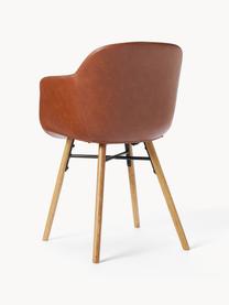 Židle s područkami z imitace kůže s úzkým skořepinovým sedákem Fiji, Nugátová, Š 59 cm, H 55 cm