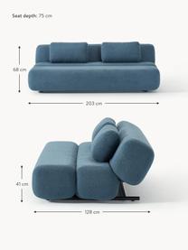 Teddy-Schlafsofa Caterpillar (3-Sitzer), Bezug: Teddy (100 % Polyester) D, Teddy Graublau, B 203 x T 128 cm