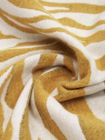 Plaid con stampa zebra giallo/bianco Sana, Giallo senape, bianco, Larg. 140 x  Lung.180 cm