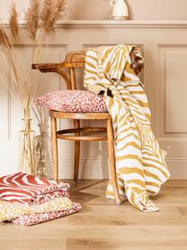 Plaid con stampa zebra giallo/bianco Sana, Giallo senape, bianco, Larg. 140 x  Lung.180 cm