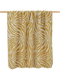 Plaid Sana met zebrapatroon, Weeftechniek: jacquard, Mosterdgeel, wit, 140 x 180 cm